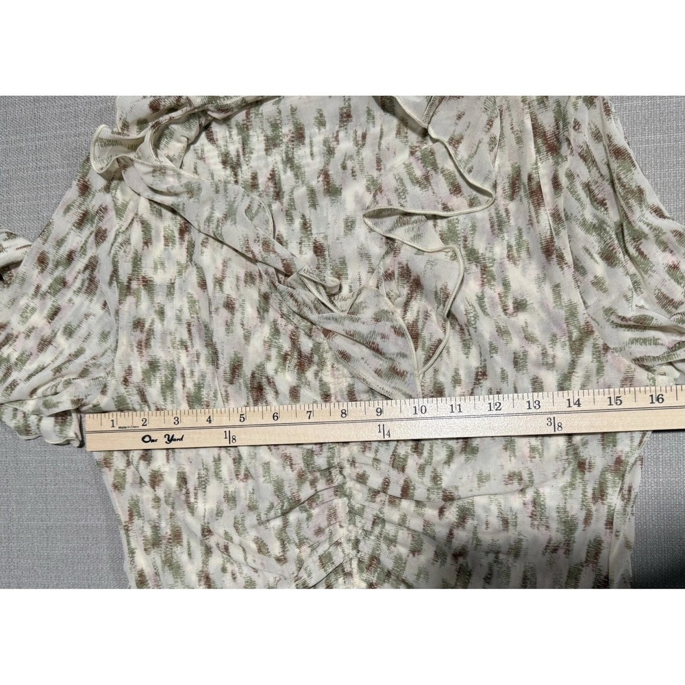 CAbi Dapple Forest Fairy Mesh Flutter Sleeve Ruched Blouse Top Small Whimsigoth - Picture 6 of 7